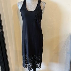 Forever 21 Black T-Shirt Dress, Size Small, Lace Pocket & Hem, 100% Cotton Shell